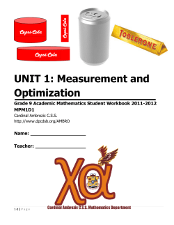 UNIT 1: Measurement and Optimization