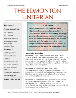 Sept 2014 - Unitarian Church of Edmonton