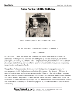 Rosa Parks: 100th Birthday Passage Questions