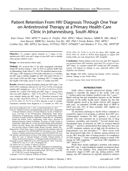 Patient Retention From HIV Diagnosis Through One Year on
