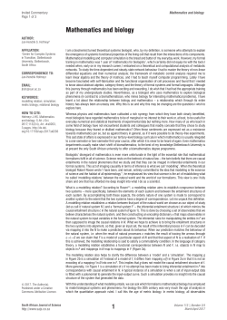 Mathematics and biology - South African Journal of Science