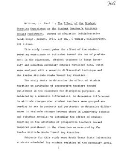 Teaching Experience on the Student Teacher `s Attitude Toward