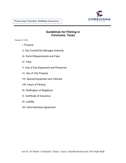 Guidelines for Filming in Corsicana, Texas