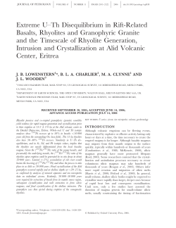 Extreme U&ndash;Th Disequilibrium in Rift-Related Basalts, Rhyolites and