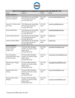 2017 E-12 Conference Committee Contact List: HF 890/SF 718