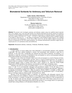 Biomaterial Sorbents for Antimony and Tellurium Removal