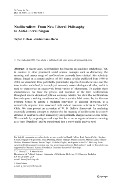 Neoliberalism: From New Liberal Philosophy to Anti