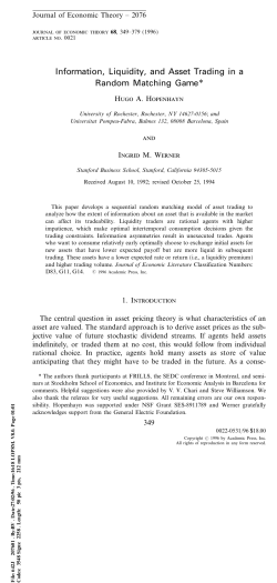 Information, Liquidity, and Asset Trading in a Random Matching Game
