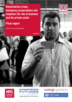 Humanitarian crises, emergency preparedness and response