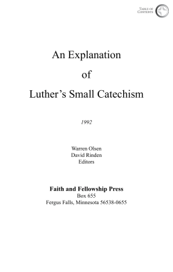 An Explanation of Luther`s Small Catechism