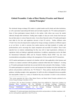 Global Preamble: Codes of Best Market Practice and Shared