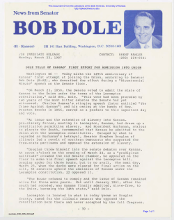 Dole Tells of Kansas` First Effort for Admission into Union