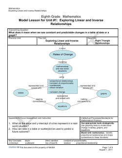 Eighth Grade: Mathematics Model Lesson for Unit #1: Exploring