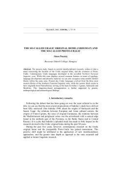 the so-called uralic original home (urheimat) and the so