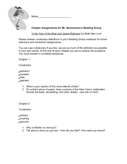 Chapter Assignments for Mr. Nannemann`s Reading Group