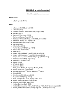 PLU Listing &ndash; Alphabetical