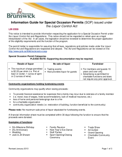 Information Guide for Special Occasion Permits (SOP) issued under