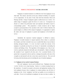 MEDICAL NEGLIGENCE: NATURE AND SCOPE