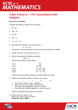 Topic Check In 1.01 - Calculations with integers
