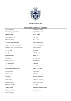 Gholfdag / Golf Day 2015 PRIZE DONORS / DONATEURS VAN