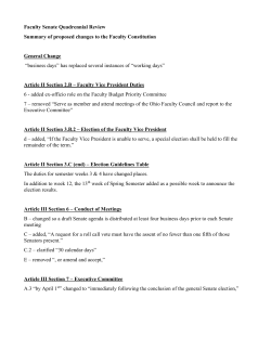 Faculty Senate Quadrennial Review Summary of proposed changes