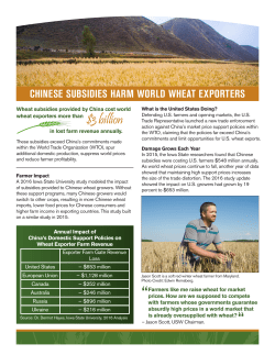 Chinese Subsidies Harm World Wheat Exporters