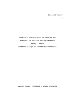Effects of Baroque Music on Encoding and Retrieval of Southern