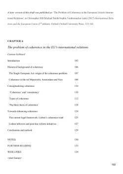 The problem of coherence in the EU`s international relations