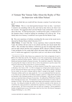 A Vietnam War Veteran Talks About the Realty of War: An Interview