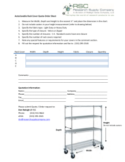 Autoclavable Rack Cover Quote-Order Sheet 1. Measure the Width