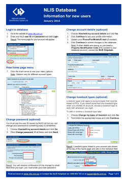 NLIS Database Information for new users