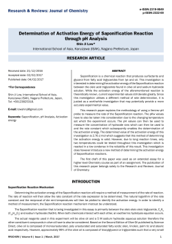 Determination of Activation Energy of Saponification Reaction