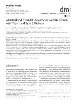 Maternal and Neonatal Outcomes in Korean Women with Type 1