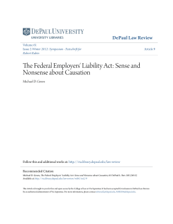 The Federal Employers` Liability Act: Sense and