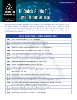 OSINT Reading Material - Toddington International Inc