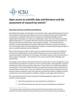 Open access to scientific data and literature and the assessment of