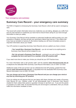 Summary Care Record - The Mounts Medical Centre