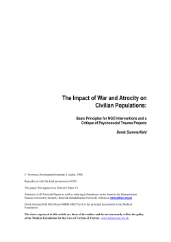The Impact of War and Atrocity on Civilian Populations: