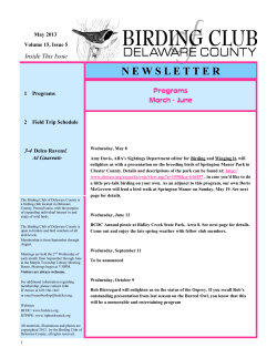 N E W S L E T T E R - Birding Club of Delaware County