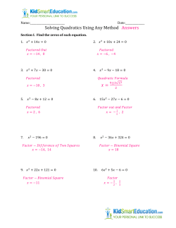 Solving Quadratics Using Any Method Answers