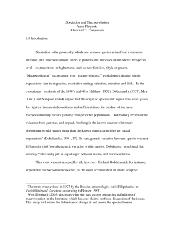 Speciation and Macroevolution Anya Plutynski