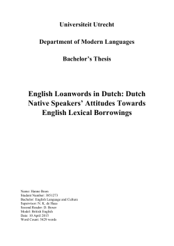 English Loanwords in Dutch: Dutch Native Speakers` Attitudes
