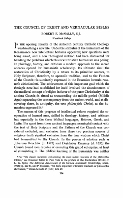 THE COUNCIL OF TRENT AND VERNACULAR BIBLES ROBERT E