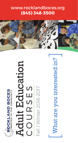 Adult Education Fall/Winter 2016-2017 Course