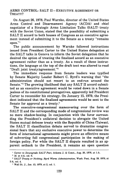 Salt II- Executive Agreement or Treaty?