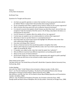 Rhetoric A Very Short Introduction By Richard Toye Questions for
