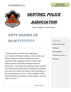 September, 2016 Newsletter - Sentinel Police Association
