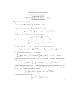 Solutions to Trig Substitution Practice Problems