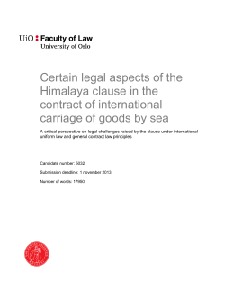 Certain legal aspects of the Himalaya clause in the contract of