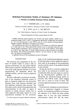 Hydrolysis-Precipitation Studies of Aluminum